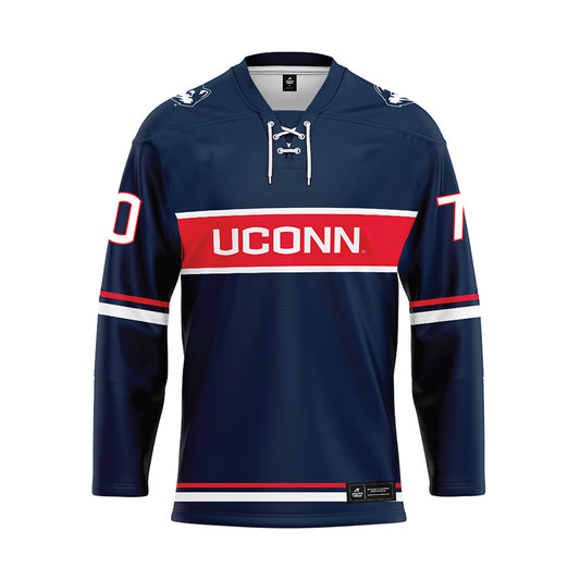 UConn - NCAA Women's Ice Hockey : Taylor Belchetz - Navy Hockey Jersey-0