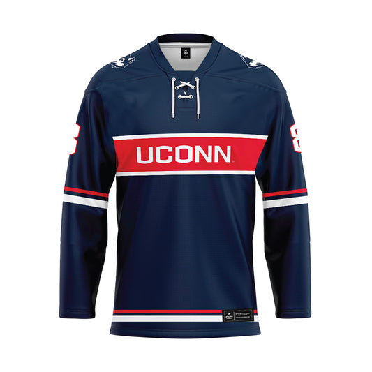 UConn - NCAA Women's Ice Hockey : Julia Pellerin - Navy Hockey Jersey-0