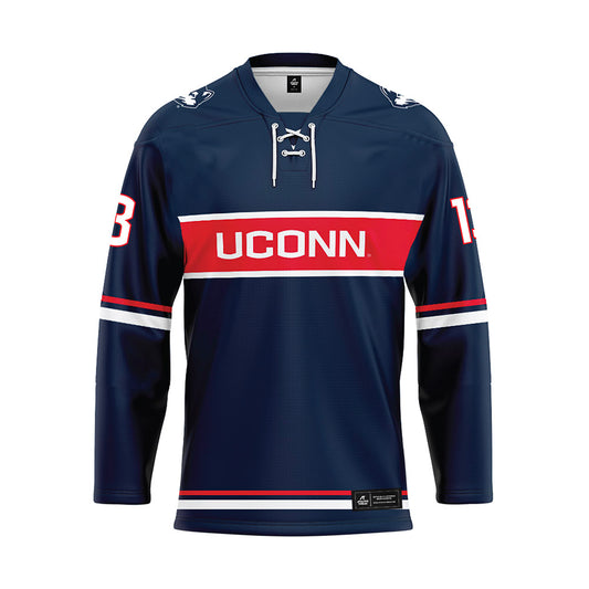 UConn - NCAA Women's Ice Hockey : Emma Eryou - Navy Hockey Jersey