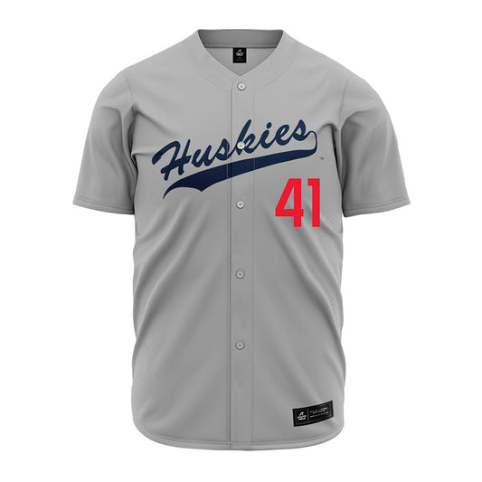 UConn - NCAA Baseball : Gregory Shaw III - Gray Jersey-0