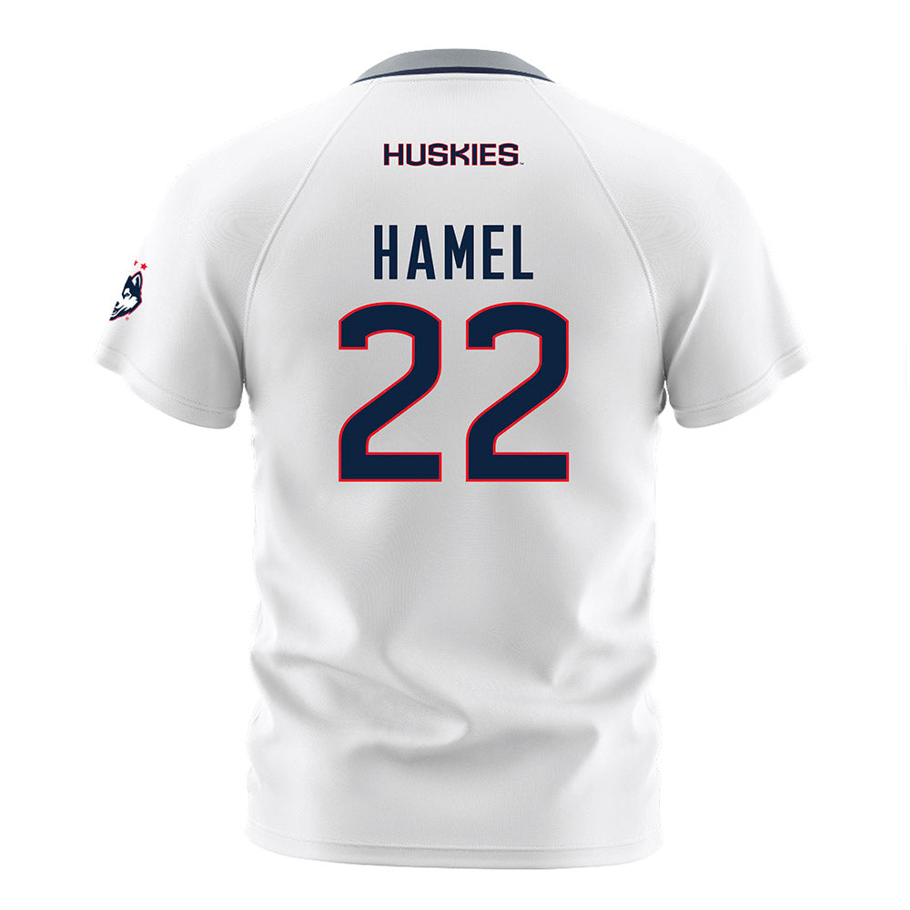 UConn - NCAA Men's Soccer : Johan Hamel - White Soccer Jersey-1