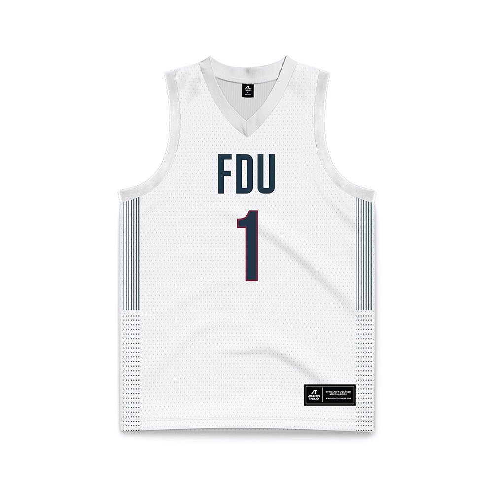 FDU - NCAA Men's Basketball : Kody Frey - White Basketball Jersey-0