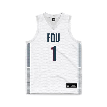 FDU - NCAA Men's Basketball : Kody Frey - White Basketball Jersey-0