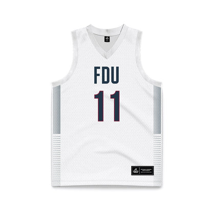 FDU - NCAA Men's Basketball : Tyler McQuaid - White Basketball Jersey-0