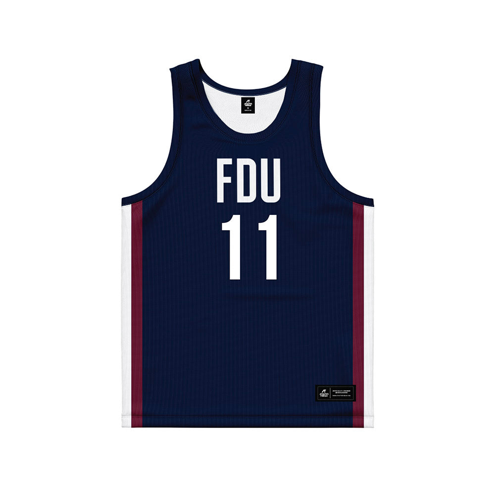 FDU - NCAA Men's Basketball : Sean Moore - Blue Basketball Jersey-0