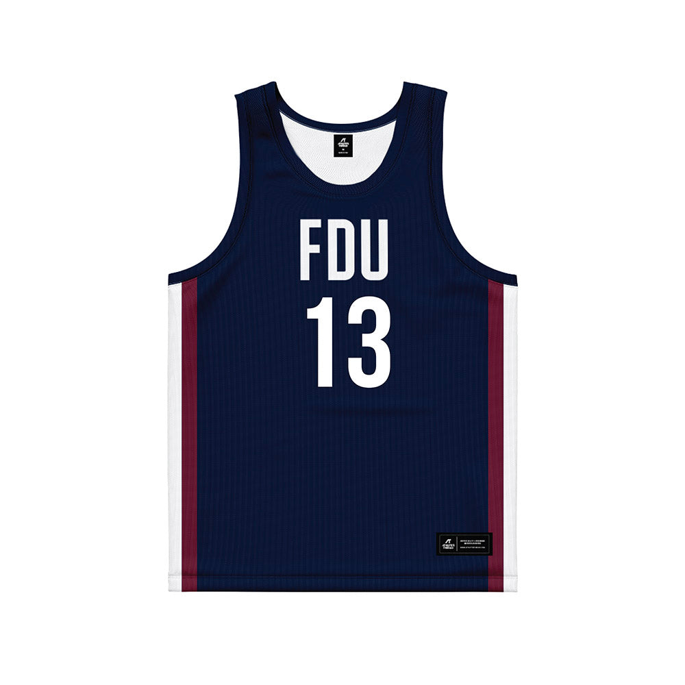 FDU - NCAA Men's Basketball : Jo'el Emanuel - Blue Basketball Jersey-0