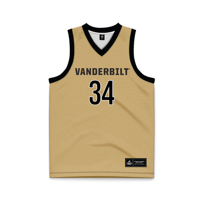 Vanderbilt - NCAA Men's Basketball : Jayden Leverett - Gold Basketball Jersey-0