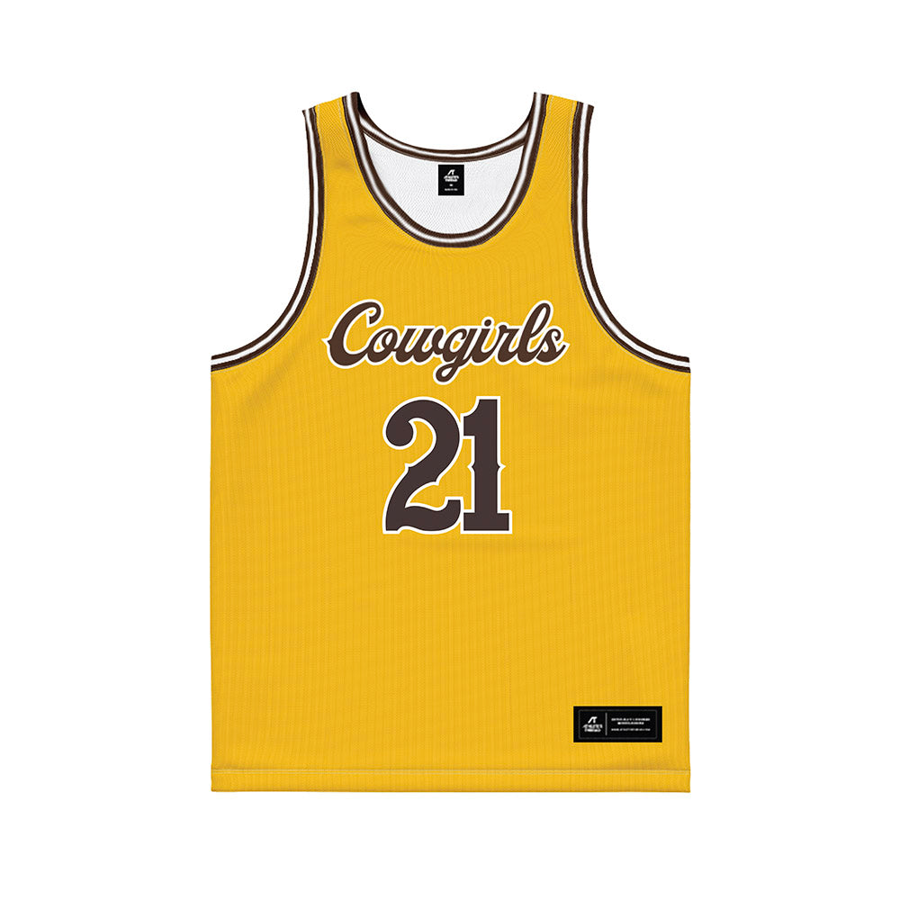 Wyoming - NCAA Women's Basketball : Katie Harrington - Gold Basketball Jersey-0