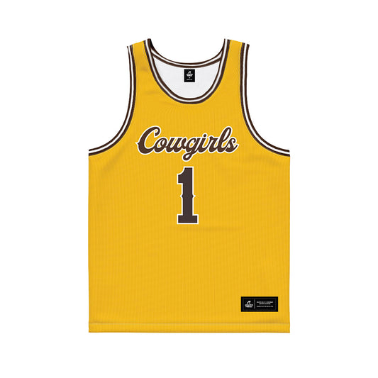 Wyoming - NCAA Women's Basketball : Logann Alvar - Gold Basketball Jersey-0