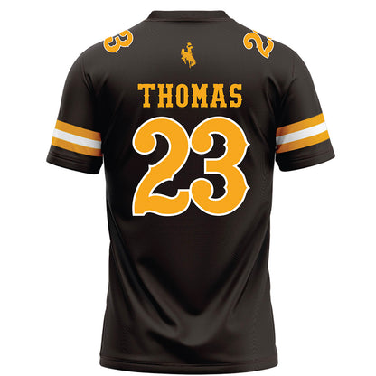 Wyoming - NCAA Football : Jones Thomas - Brown Football Jersey-1