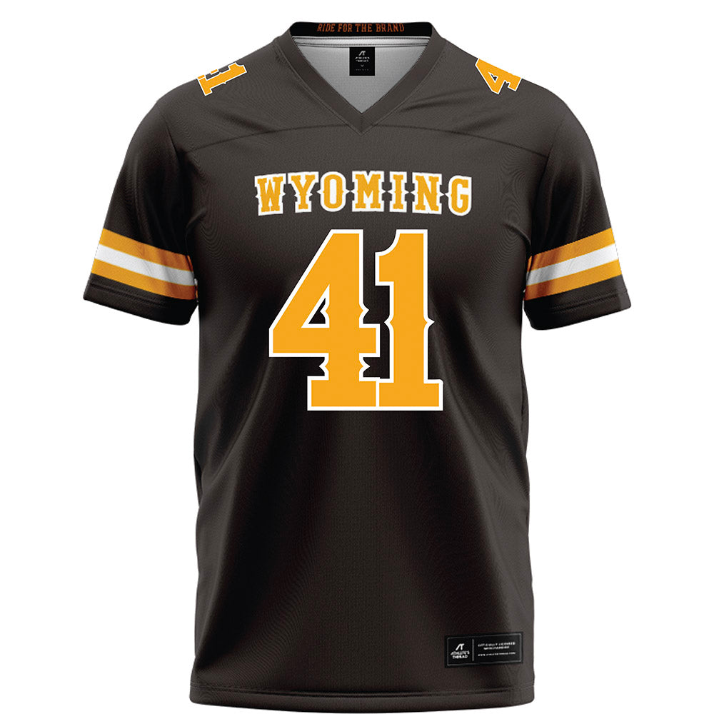 Wyoming - NCAA Football : Mason Wright - Brown Football Jersey-0