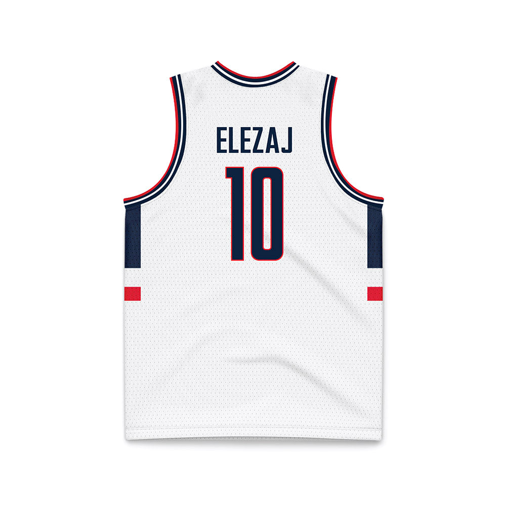 UConn - NCAA Men's Basketball : Rrezon Elezaj - White Basketball Jersey-1