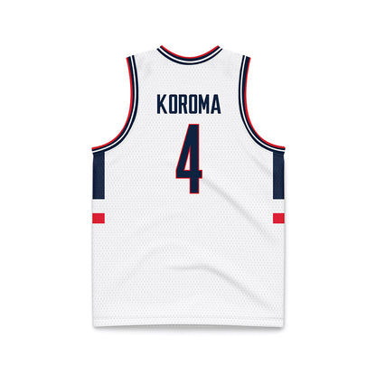UConn - NCAA Men's Basketball : Dwayne Koroma - White Basketball Jersey-1