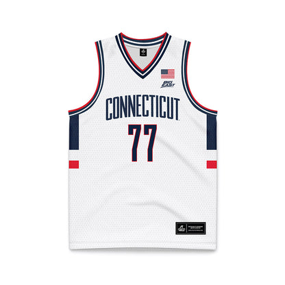 UConn - NCAA Men's Basketball : Uros Paunovic - White Basketball Jersey-0