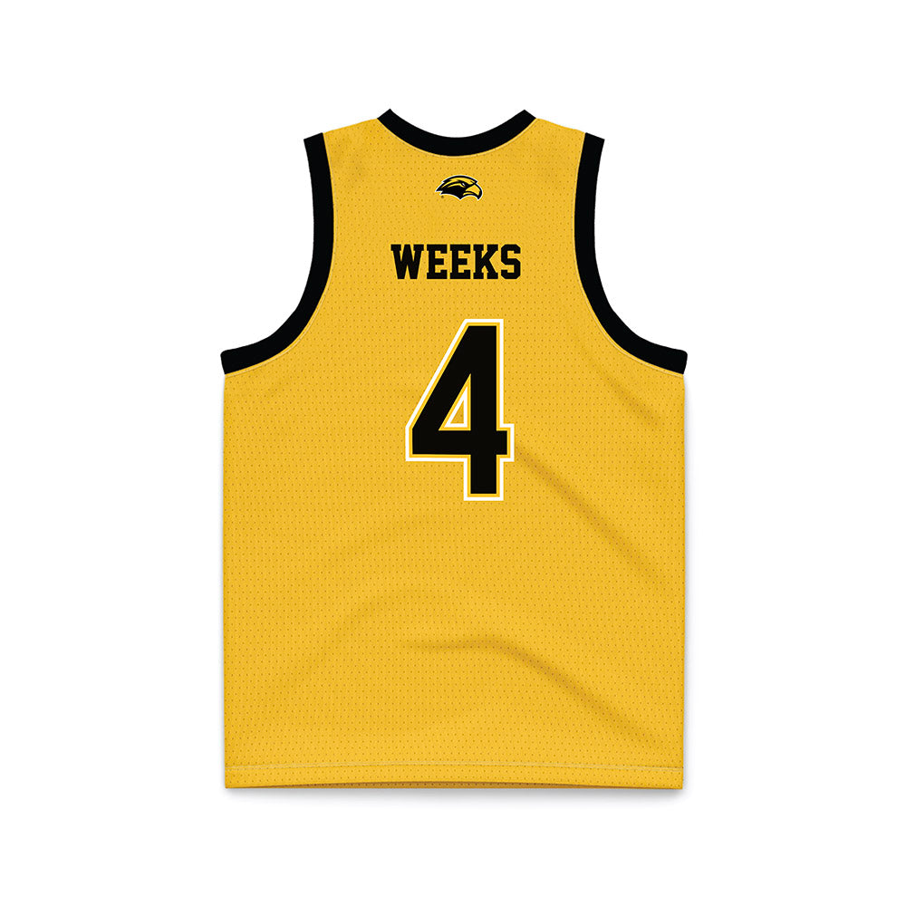 Southern Miss - NCAA Men's Basketball : Tylik Weeks - Gold Basketball Jersey-1