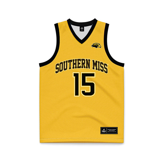 Southern Miss - NCAA Men's Basketball : Djahi Binet - Gold Basketball Jersey-0