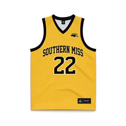 Southern Miss - NCAA Men's Basketball : tegra izay - Gold Basketball Jersey-0