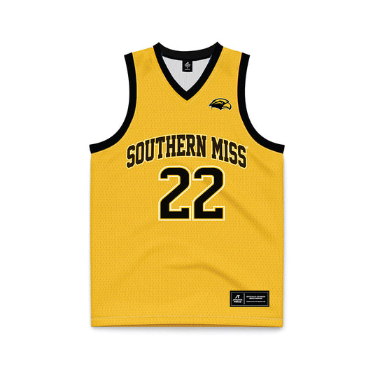 Southern Miss - NCAA Men's Basketball : tegra izay - Gold Basketball Jersey-0