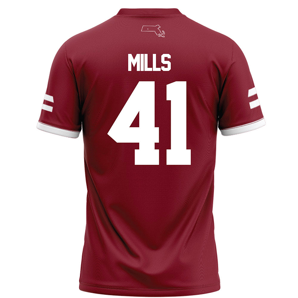 UMass - NCAA Football : Grant Mills - Maroon Football Jersey-1