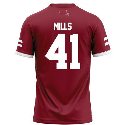 UMass - NCAA Football : Grant Mills - Maroon Football Jersey-1