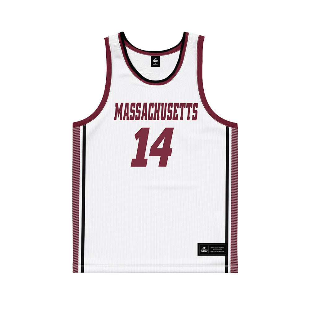 UMass - NCAA Men's Basketball : Heimir Helgason - White Basketball Jersey-0