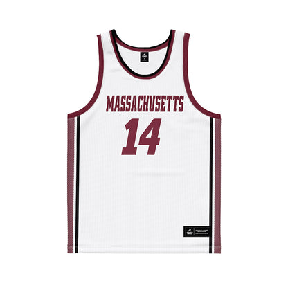 UMass - NCAA Men's Basketball : Heimir Helgason - White Basketball Jersey-0