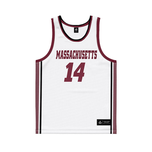 UMass - NCAA Men's Basketball : Heimir Helgason - White Basketball Jersey-0