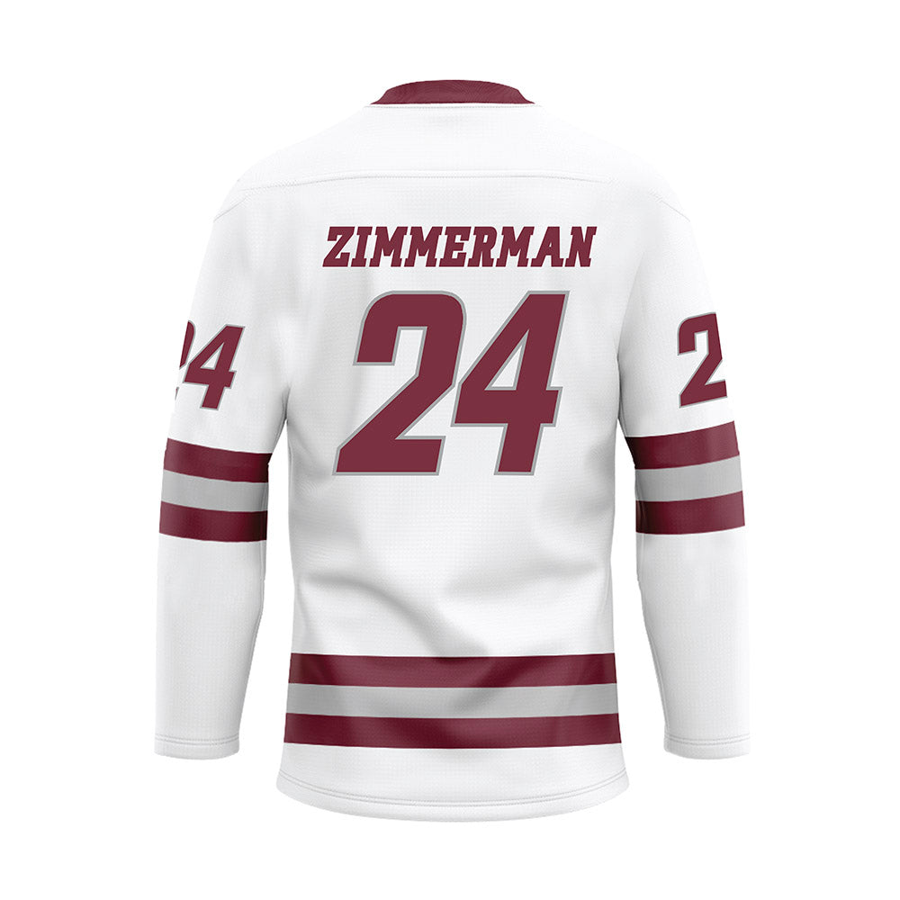 UMass - NCAA Men's Ice Hockey : Elias Zimmerman - White Hockey Jersey-1