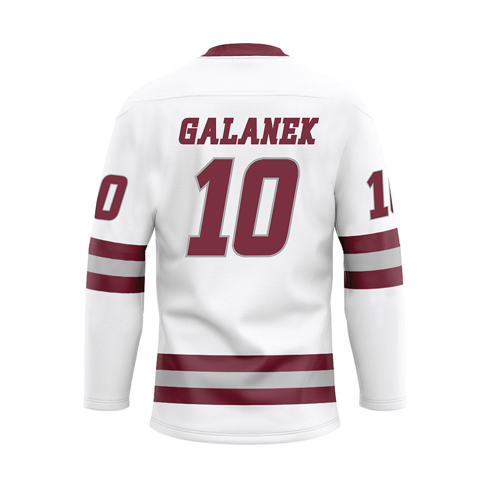 UMass - NCAA Men's Ice Hockey : Jack Galanek - White Hockey Jersey-1