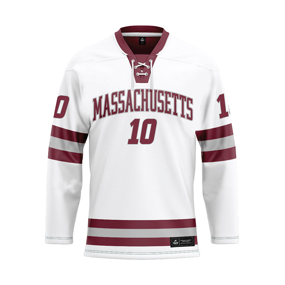 UMass - NCAA Men's Ice Hockey : Jack Galanek - White Hockey Jersey-0