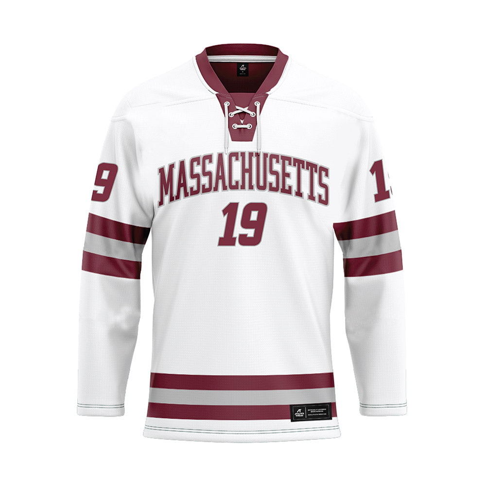 UMass - NCAA Men's Ice Hockey : Mikey DeAngelo - White Hockey Jersey-0
