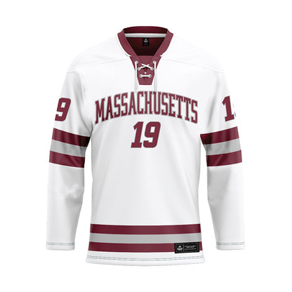 UMass - NCAA Men's Ice Hockey : Mikey DeAngelo - White Hockey Jersey-0