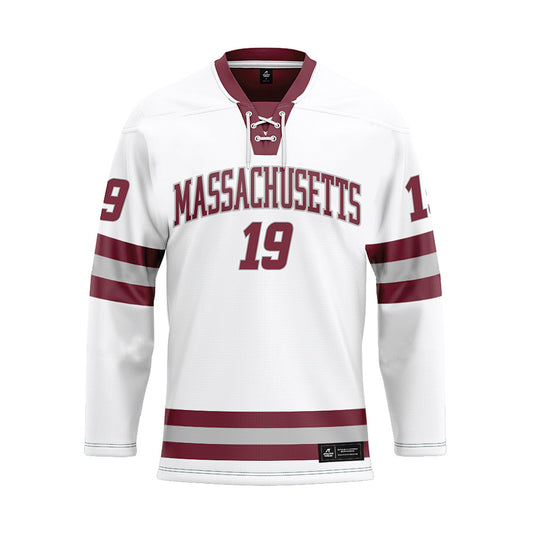 UMass - NCAA Men's Ice Hockey : Mikey DeAngelo - White Hockey Jersey-0