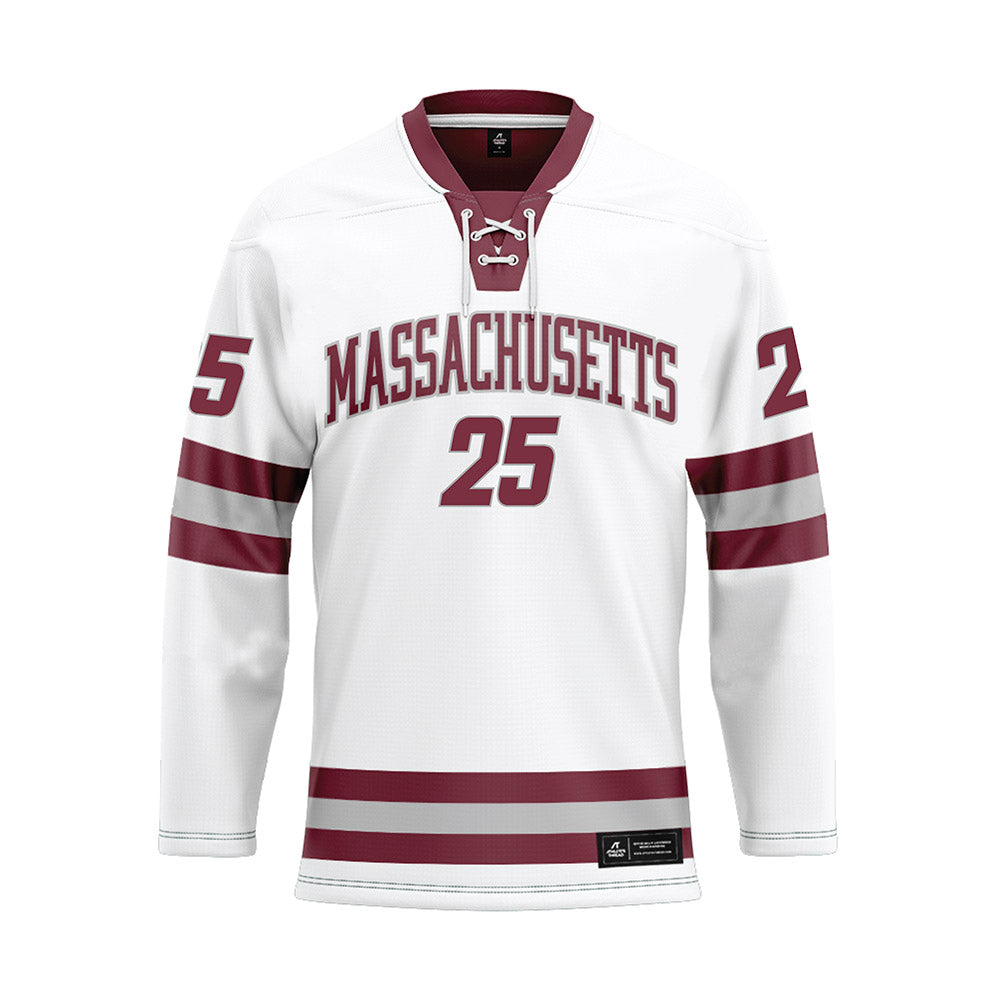 UMass - NCAA Men's Ice Hockey : Cam Dunn - White Hockey Jersey-0