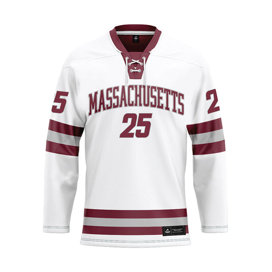 UMass - NCAA Men's Ice Hockey : Cam Dunn - White Hockey Jersey-0