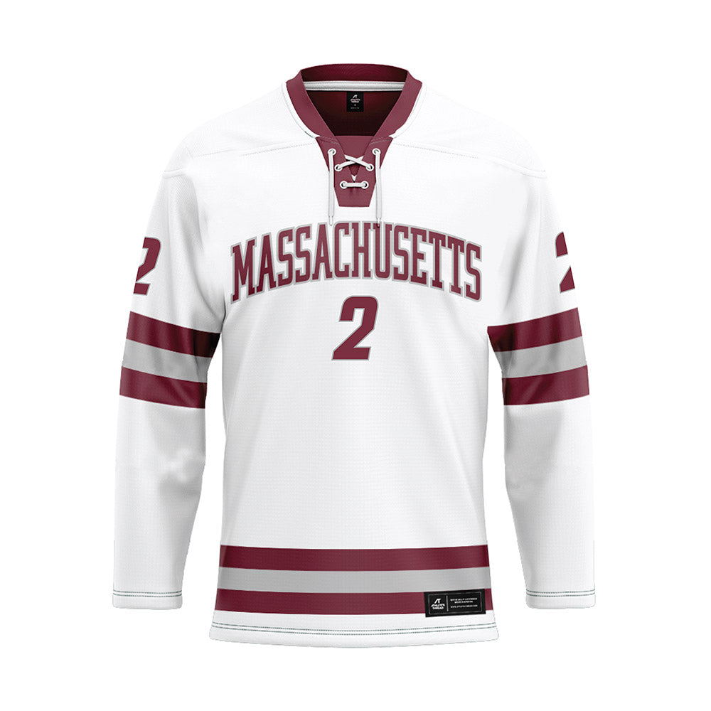 UMass - NCAA Men's Ice Hockey : Coleson Hanrahan - White Hockey Jersey-0