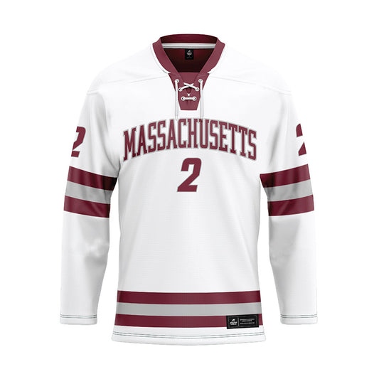 UMass - NCAA Men's Ice Hockey : Coleson Hanrahan - White Hockey Jersey-0