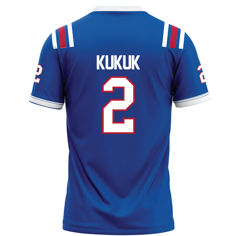 LA Tech - NCAA Football : Trey Kukuk - Blue Football Jersey-1