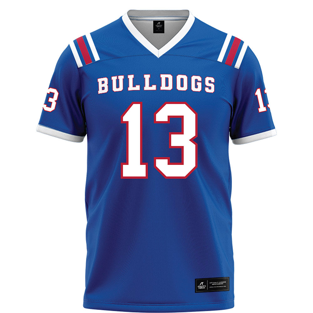 LA Tech - NCAA Football : Michael Kirby - Blue Football Jersey-0