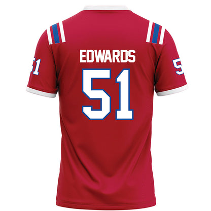 LA Tech - NCAA Football : Amery Edwards - Red Football Jersey-1