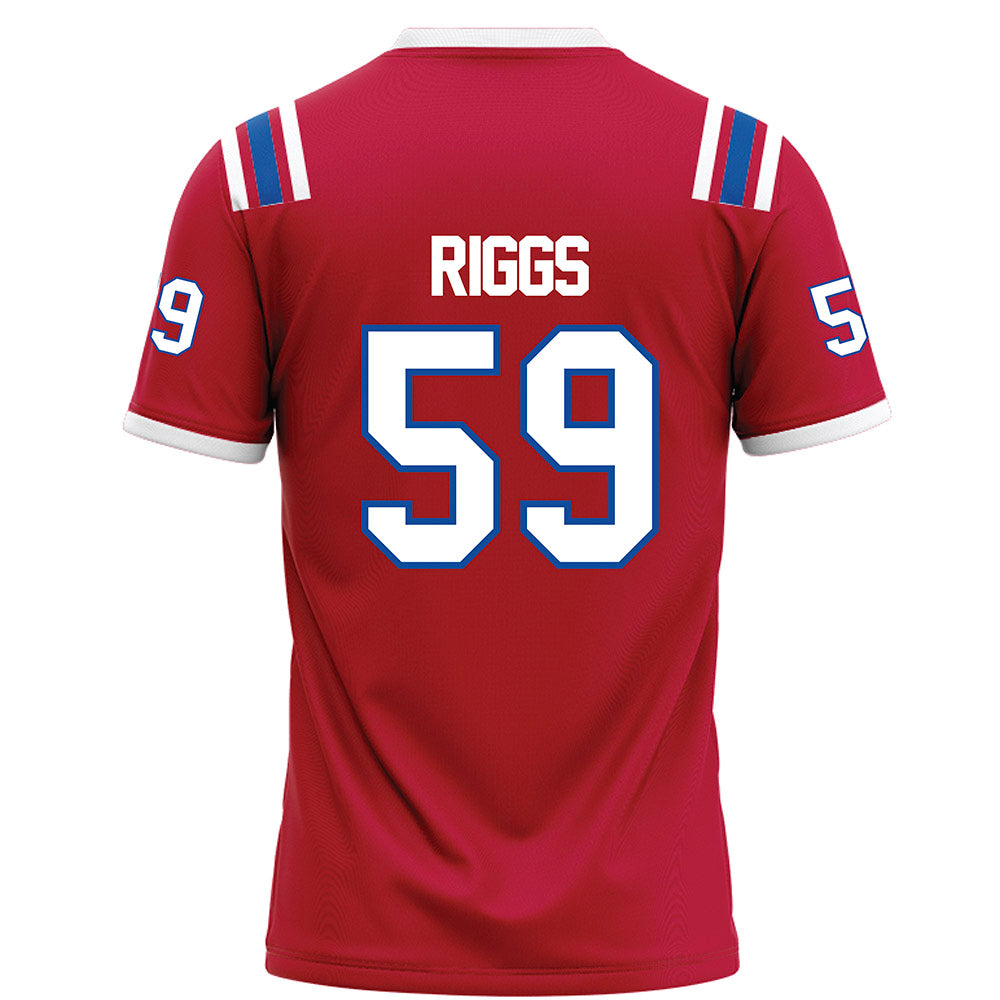 LA Tech - NCAA Football : Jake Riggs - Red Football Jersey-1