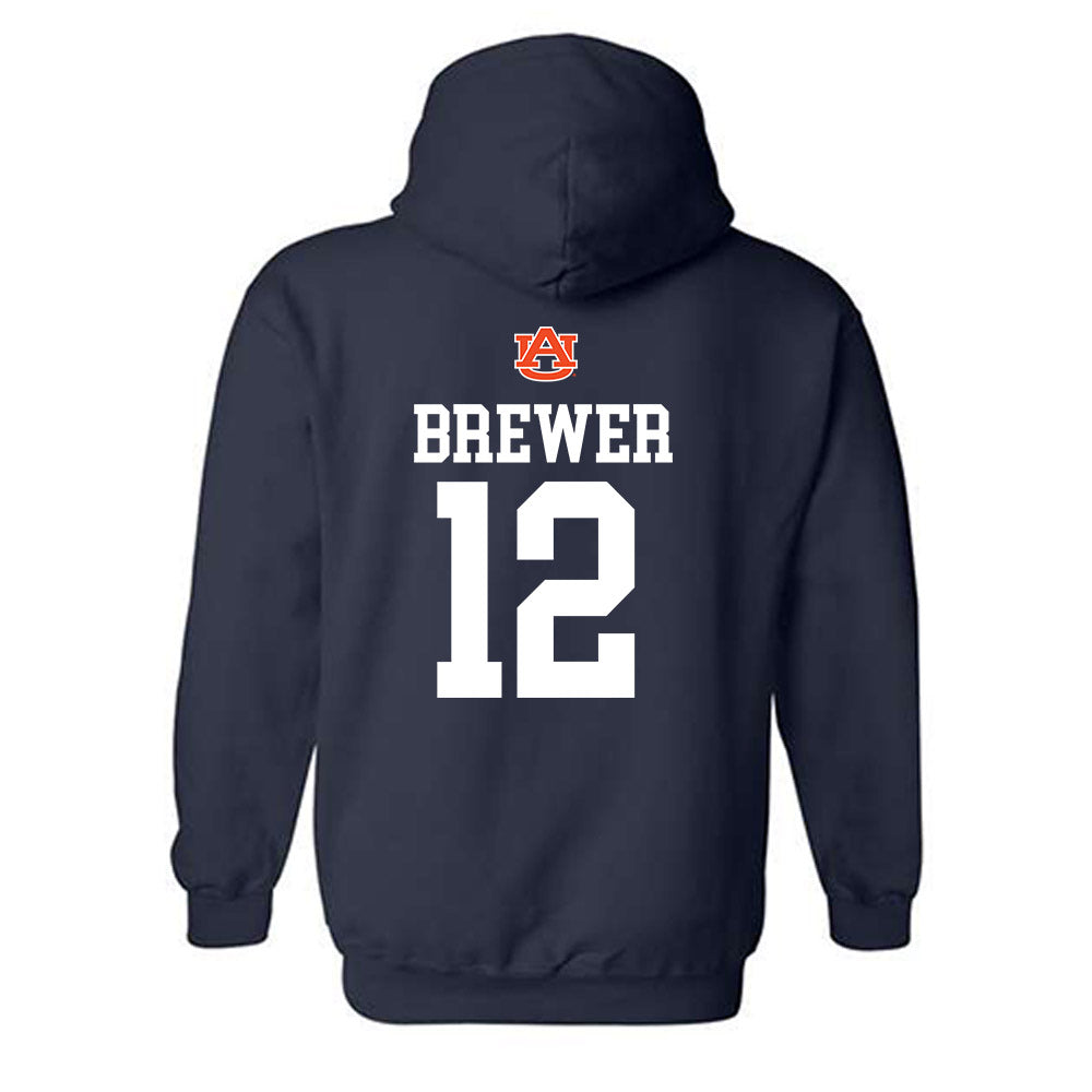 Auburn - NCAA Baseball : Garrett Brewer - Replica Shersey Hooded Sweatshirt-1