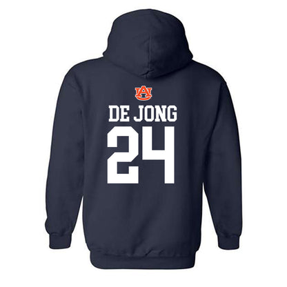 Auburn - NCAA Baseball : Justice de Jong - Replica Shersey Hooded Sweatshirt-1