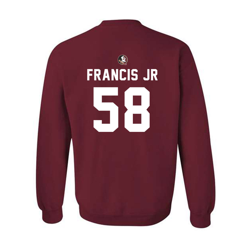 FSU - NCAA Football : Luke Francis Jr. - Sports Shersey Crewneck Sweatshirt-1