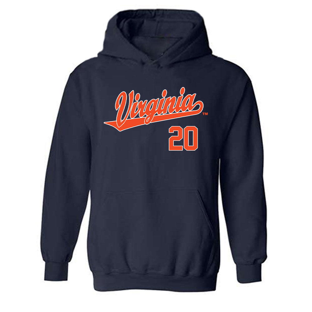 Virginia - NCAA Baseball : Noah Yoder - Replica Shersey Hooded Sweatshirt-0
