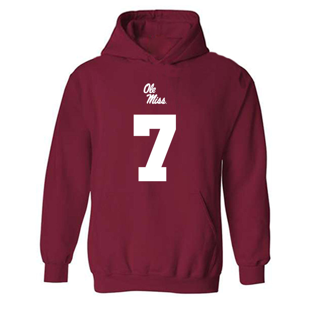 Ole Miss - NCAA Football : Sharif Denson - Replica Shersey Hooded Sweatshirt-0