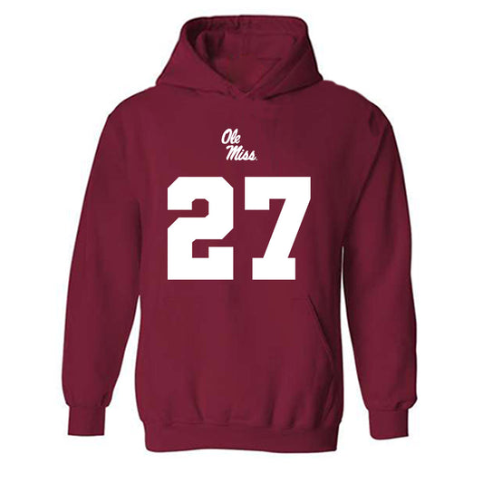 Ole Miss - NCAA Football : Macaleb Taylor - Replica Shersey Hooded Sweatshirt-0