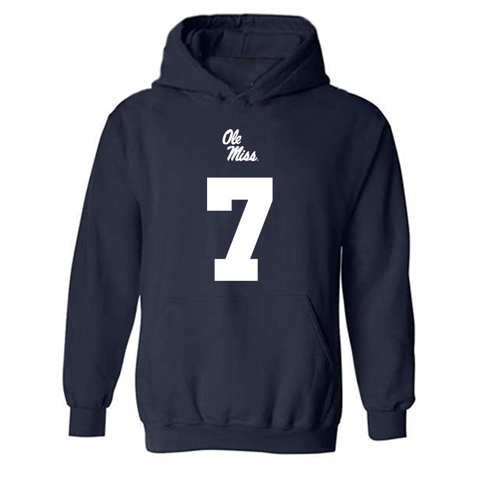 Ole Miss - NCAA Football : Sharif Denson - Replica Shersey Hooded Sweatshirt-0