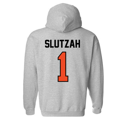 Campbell - NCAA Softball : Emma Slutzah - Fashion Shersey Hooded Sweatshirt-1