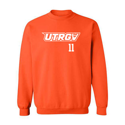 UTRGV - NCAA Baseball : Armani Raygoza - Orange Crewneck Sweatshirt-0
